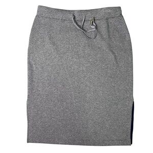 Saba & Co Fleece Lined Midi Skirt Grey Melange Pull-On Side Slit Size M
